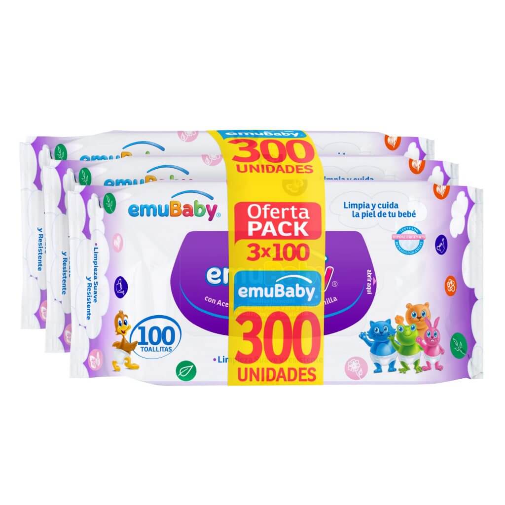 Emuwipes-3x100-S-enhuinchado-v2018-1024x1024-1 Emubaby Toallas Húmedas Pack de 300 Unidades - Image 1