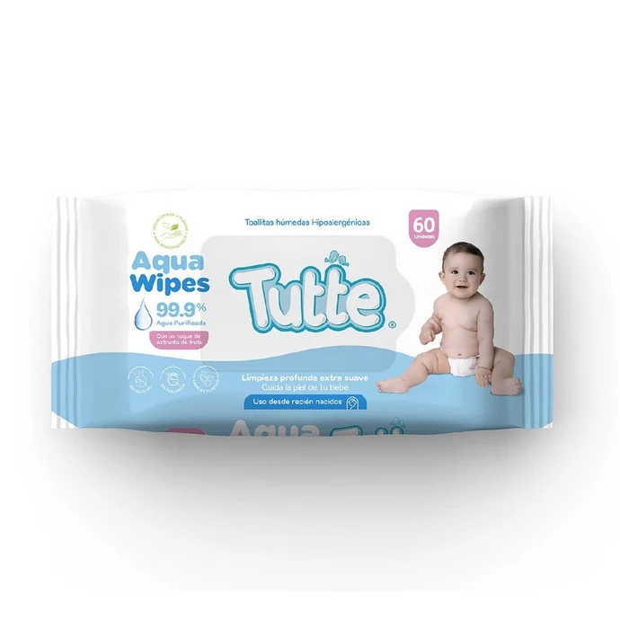 Tutte 60 unidades Tutte Aqua Wipes Toallas Húmedas 99.9% Agua de 60 Unidades - Image 1