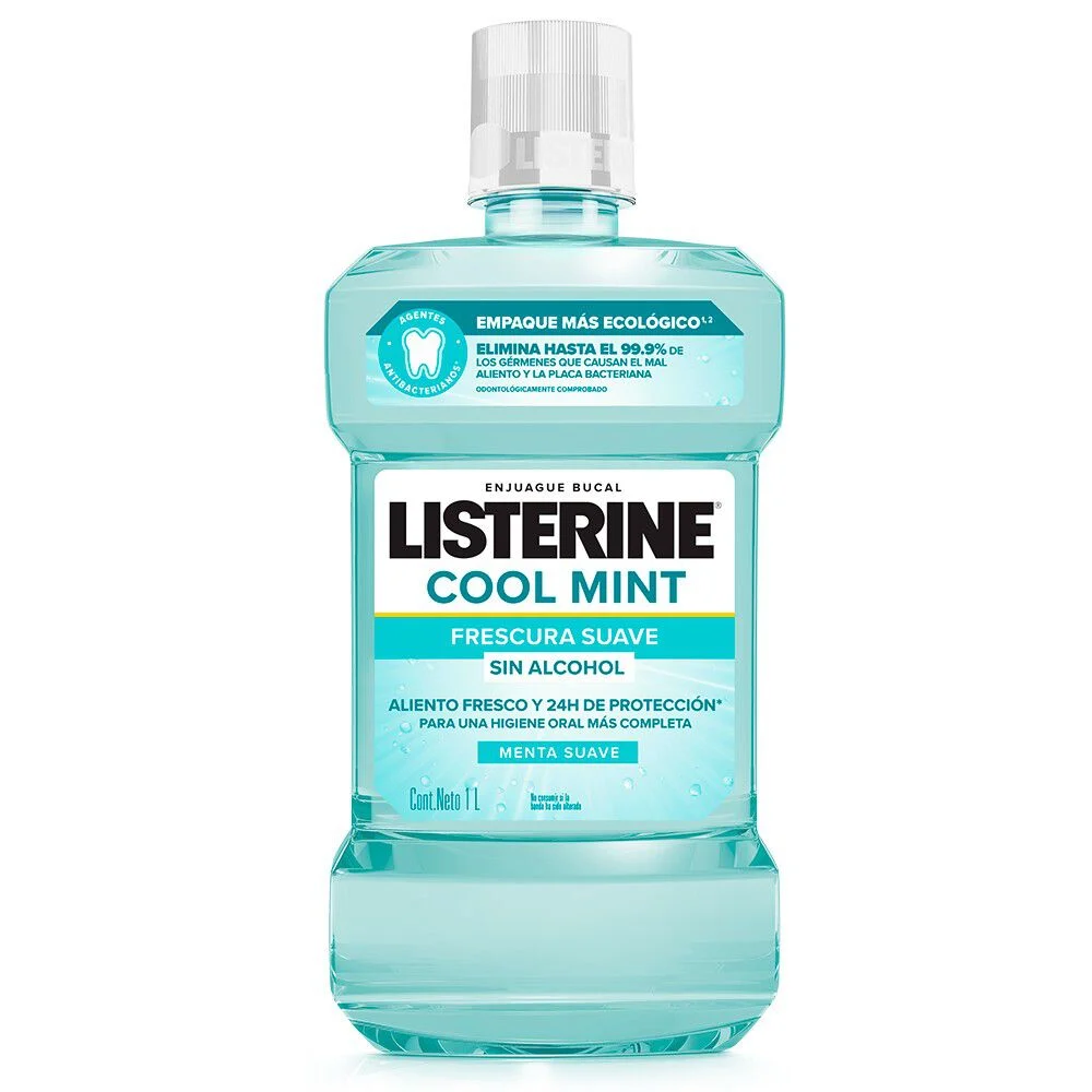 266000-2-listerine-solucion-dental-1000-ml Listerine Enjuague Bucal Cool Mint Sin Alcohol 1L - Image 1